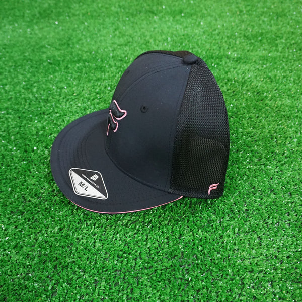 Black and Pink F Logo Outlined Flex-Fit Trucker Hat