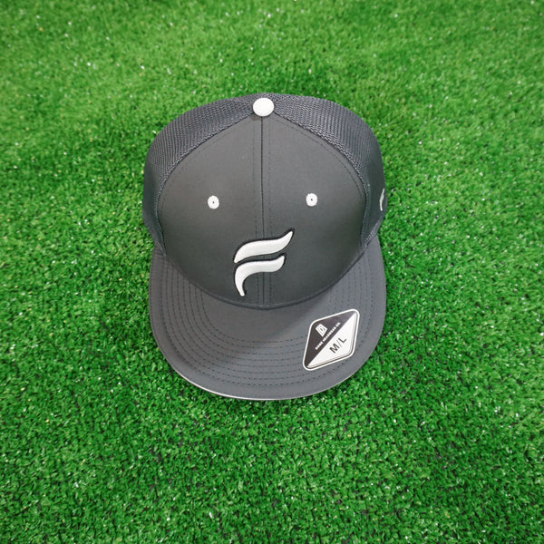 Grey and White F Logo Outlined Flex-Fit Trucker Hat